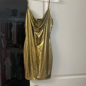 Metallic gold mini dress